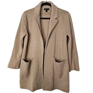 J.Crew S Open-front Sweater-blazer Merino Wool Career Classic Camel Brown